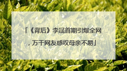 《背后》李晟首期引爆全网，万千网友感叹母亲不易