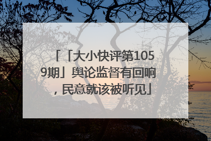「大小快评第1059期」舆论监督有回响，民意就该被听见