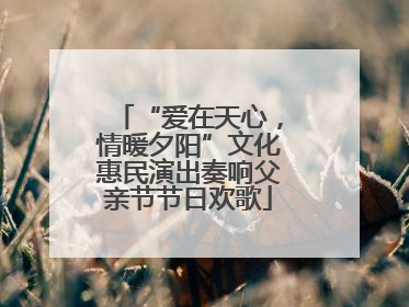 “爱在天心，情暖夕阳”文化惠民演出奏响父亲节节日欢歌