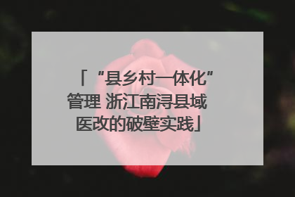 “县乡村一体化”管理 浙江南浔县域医改的破壁实践