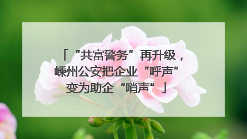“共富警务”再升级，嵊州公安把企业“呼声”变为助企“哨声”