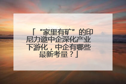 “家里有矿”的印尼力邀中企深化产业下游化，中企有哪些最新考量？