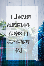 甘肃打造战略原材料保障区 目标产值破万亿