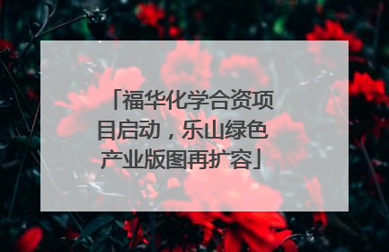 福华化学合资项目启动，乐山绿色产业版图再扩容