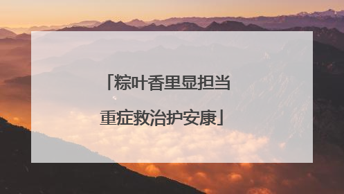 粽叶香里显担当 重症救治护安康