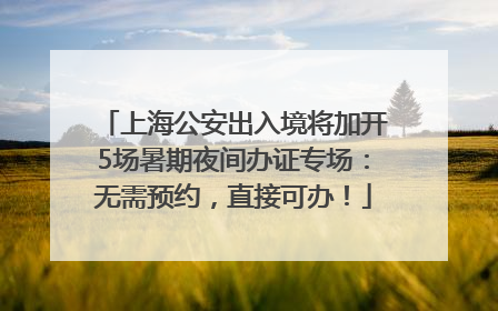 上海公安出入境将加开5场暑期夜间办证专场：无需预约，直接可办！
