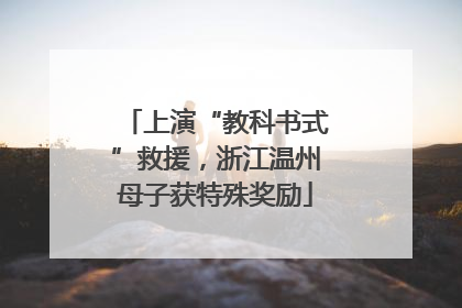 上演“教科书式”救援，浙江温州母子获特殊奖励