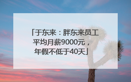 于东来：胖东来员工平均月薪9000元，年假不低于40天