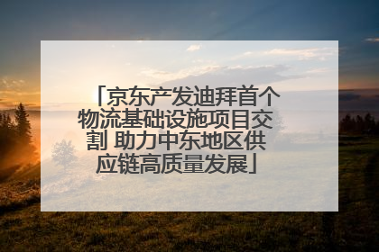 京东产发迪拜首个物流基础设施项目交割 助力中东地区供应链高质量发展