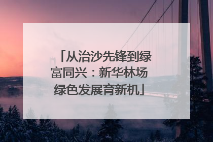 从治沙先锋到绿富同兴：新华林场绿色发展育新机