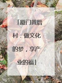 厦门黄厝村：做文化的梦，享产业的福
