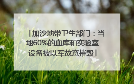 加沙地带卫生部门：当地60%的血库和实验室设备被以军故意摧毁