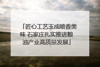 匠心工艺玉成喷香美味 石家庄扎实推进粮油产业高质量发展