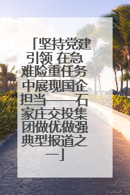 坚持党建引领 在急难险重任务中展现国企担当——石家庄交投集团做优做强典型报道之一
