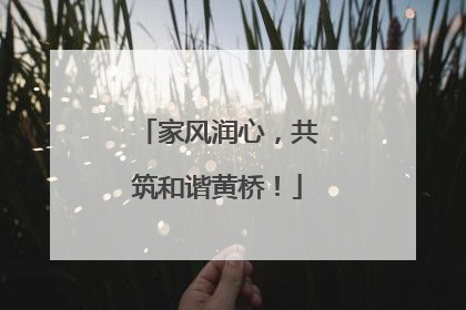 家风润心，共筑和谐黄桥！