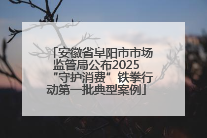 安徽省阜阳市市场监管局公布2025“守护消费”铁拳行动第一批典型案例