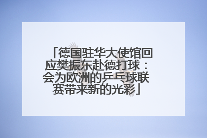 德国驻华大使馆回应樊振东赴德打球：会为欧洲的乒乓球联赛带来新的光彩