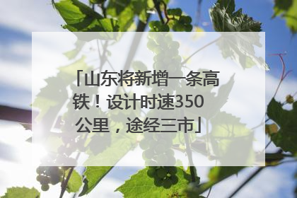 山东将新增一条高铁！设计时速350公里，途经三市