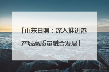 山东日照：深入推进港产城高质量融合发展