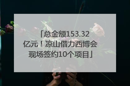 总金额153.32亿元！凉山借力西博会现场签约10个项目