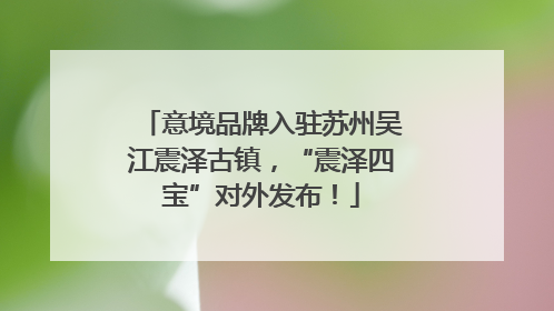 意境品牌入驻苏州吴江震泽古镇，“震泽四宝”对外发布！