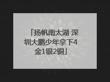 扬帆南太湖 深圳大鹏少年拿下4金1银2铜