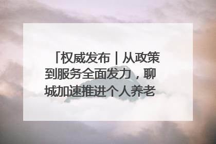 权威发布｜从政策到服务全面发力，聊城加速推进个人养老金制度落地