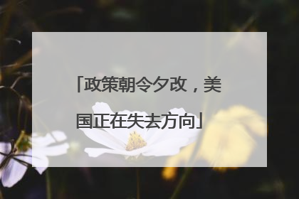 政策朝令夕改，美国正在失去方向