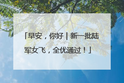 早安，你好｜新一批陆军女飞，全优通过！