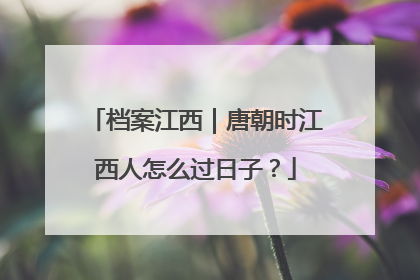 档案江西｜唐朝时江西人怎么过日子？