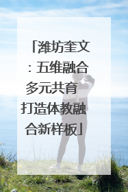 潍坊奎文：五维融合多元共育 打造体教融合新样板