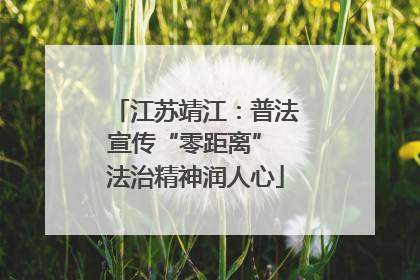 江苏靖江：普法宣传“零距离” 法治精神润人心