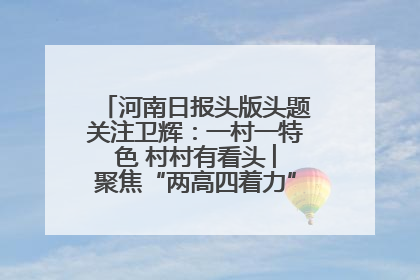 河南日报头版头题关注卫辉：一村一特色 村村有看头 ︳聚焦“两高四着力”·一“县”观察