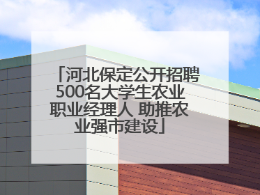 河北保定公开招聘500名大学生农业职业经理人 助推农业强市建设