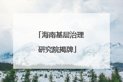海南基层治理研究院揭牌
