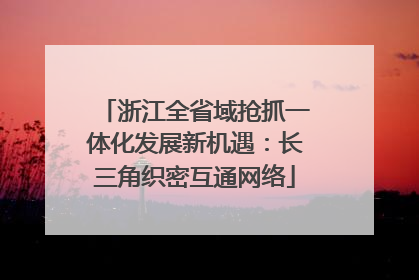 浙江全省域抢抓一体化发展新机遇：长三角织密互通网络