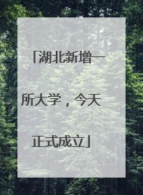 湖北新增一所大学，今天正式成立