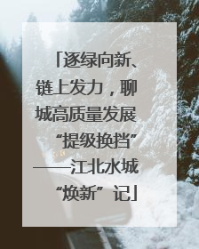 逐绿向新、链上发力，聊城高质量发展“提级换挡”——江北水城“焕新”记