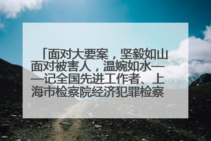 面对大要案，坚毅如山面对被害人，温婉如水——记全国先进工作者、上海市检察院经济犯罪检察部主任马玮玮