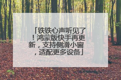 铁铁心声听见了！鸿蒙版快手再更新，支持侧滑小窗，适配更多设备