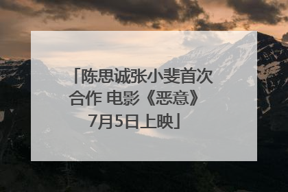 陈思诚张小斐首次合作 电影《恶意》7月5日上映