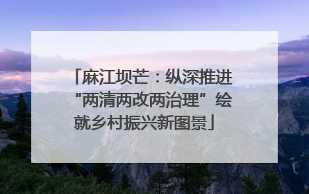 麻江坝芒：纵深推进“两清两改两治理”绘就乡村振兴新图景