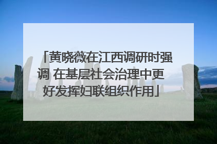 黄晓薇在江西调研时强调 在基层社会治理中更好发挥妇联组织作用